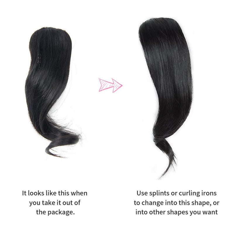 Dsoar 2PCS Wave Side Bang Clip in Bangs Real Human Hair Wave Fringe Hair Extensions(Natural Black Color) - Image 1